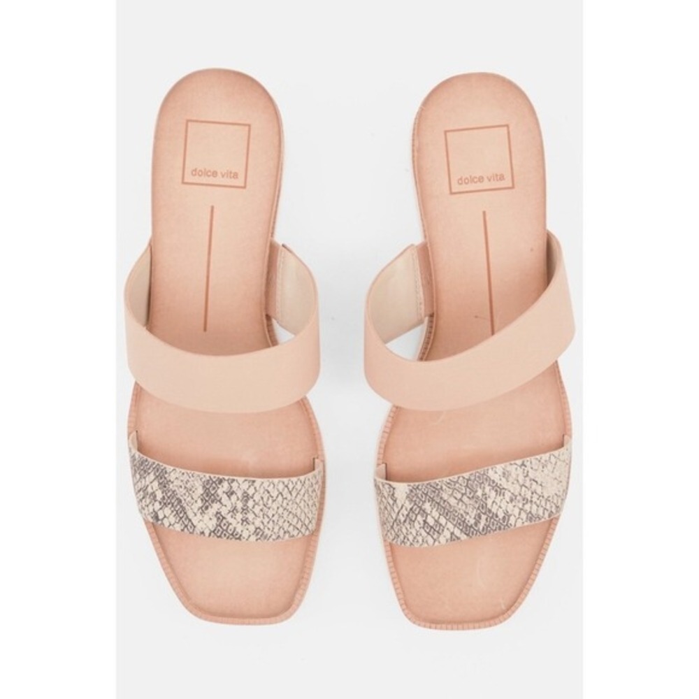 Dolce‎ Vita Women's Slides Sandals Beige Snake Print Platform Size 8.5
